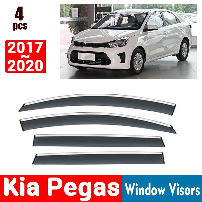 FOR Kia Pegas 2017-2020 Window Visors Rain Guard Windows Rain Cover Deflector Awning Shield Vent Guard Shade Cover Trim