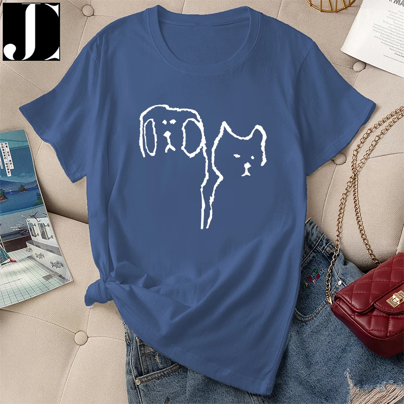 Футболка женская повседневная из 100% хлопка с коротким рукавом и круглым вырезом |