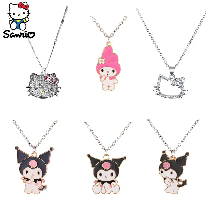 

Kawaii Sanrio Collar Y2k Hello Kitty Necklace Kuromi My Melody Chain Alloy Pendant Jewelry Women Choker Birthday Gift Girls Toy