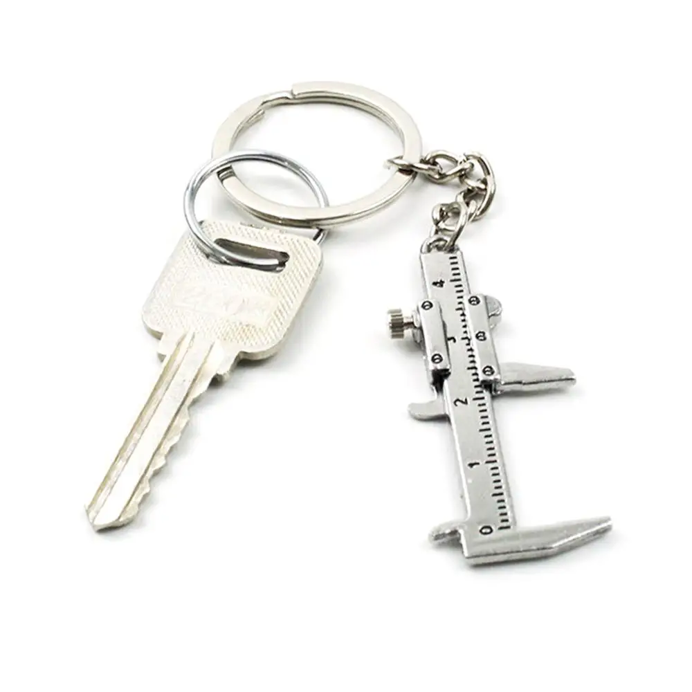 

Mini Metal Movable Vernier Caliper Ruler Model Keychain Mini Vernier Caliper Keychain Car Turbo Key Chain Gauge Tool