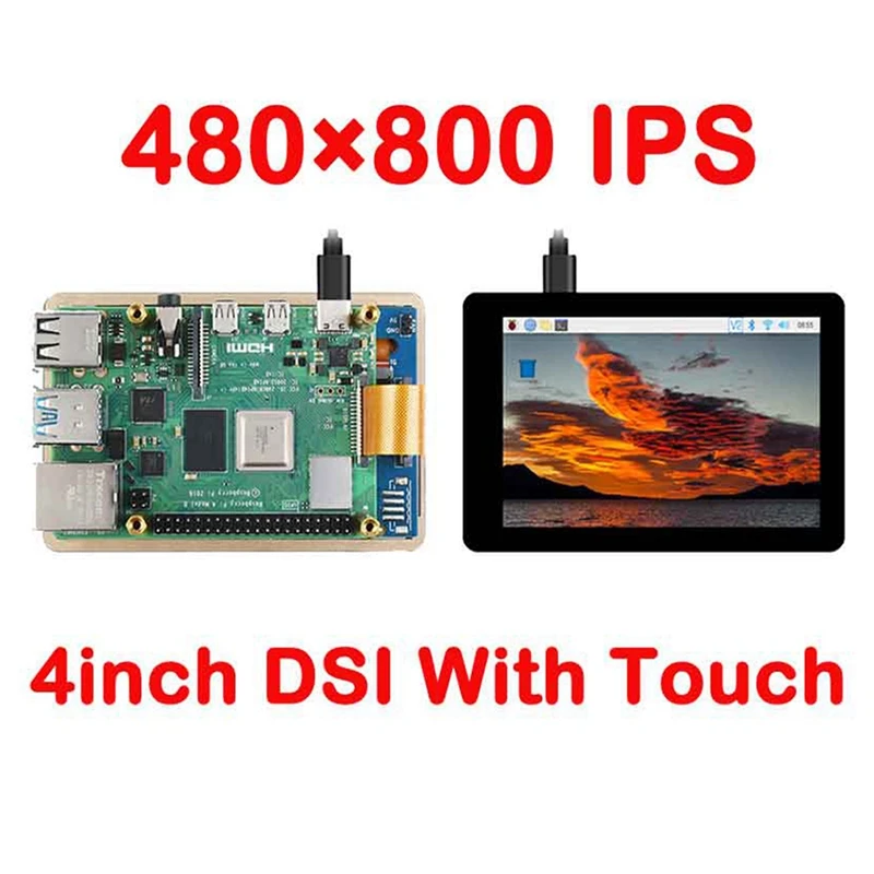 4-дюймовый IPS сенсорный экран монитор для Raspberry Pi 4B/3B + DSI ЖК-экран 480X800 емкостный |