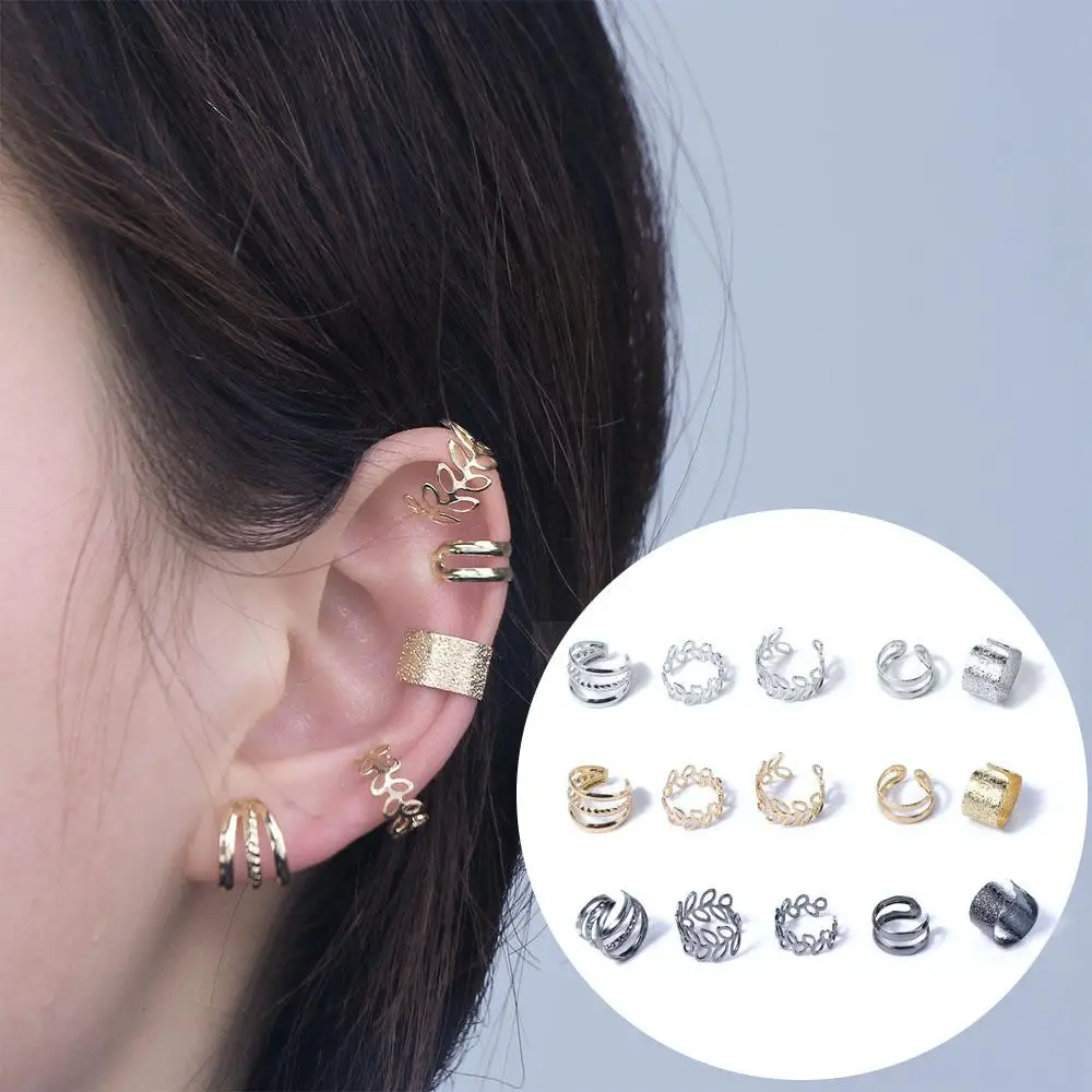 

5Pcs/Set Ear Cuffs Clip On Non Pierced Hole Ear Cuff Fake Without Piercing Adjustable Cartilage Bone Clips Fake Earrings