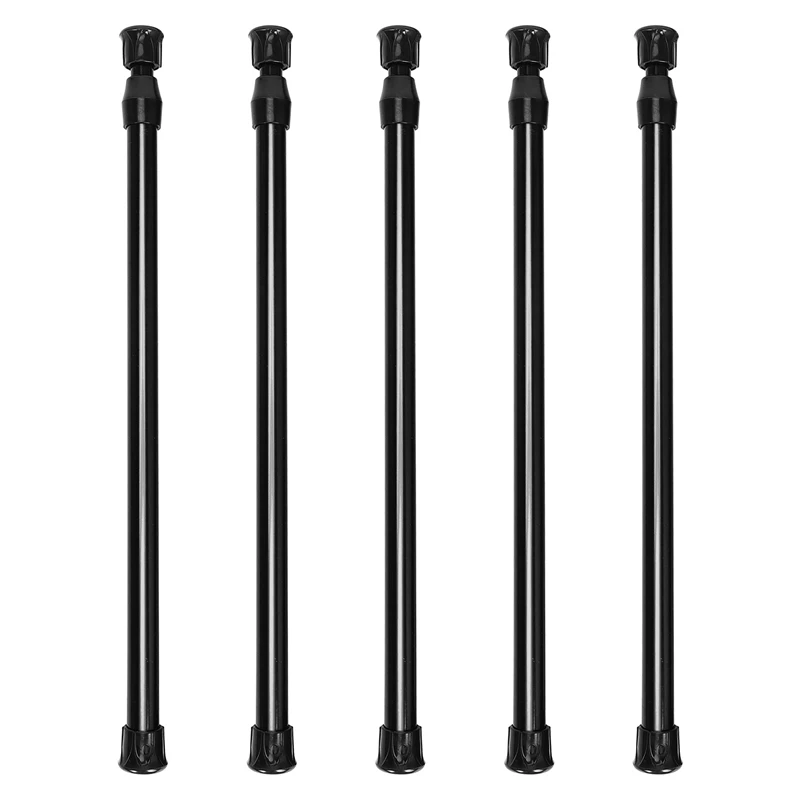 

5 Pack Cupboard Bars Tensions Rod Spring Curtain Rod For DIY Projects, Extendable Width, 11.81 To 20 Inches (Black)