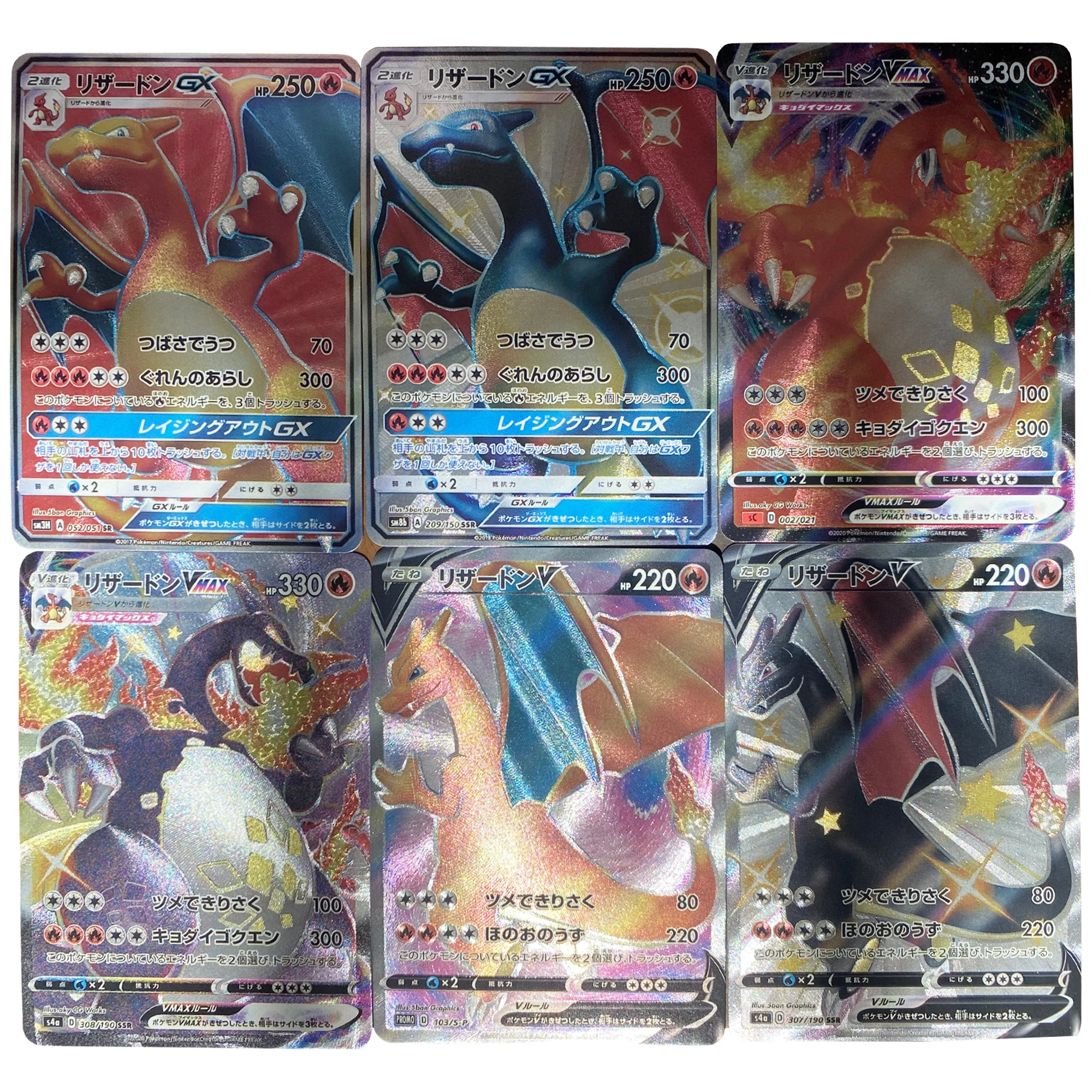 

6Pcs/set Pokemon Charizard Series Flash Card PTCG Charizard V VMAX GX Classic Anime Game Collection Cards Children's Gifts Toys