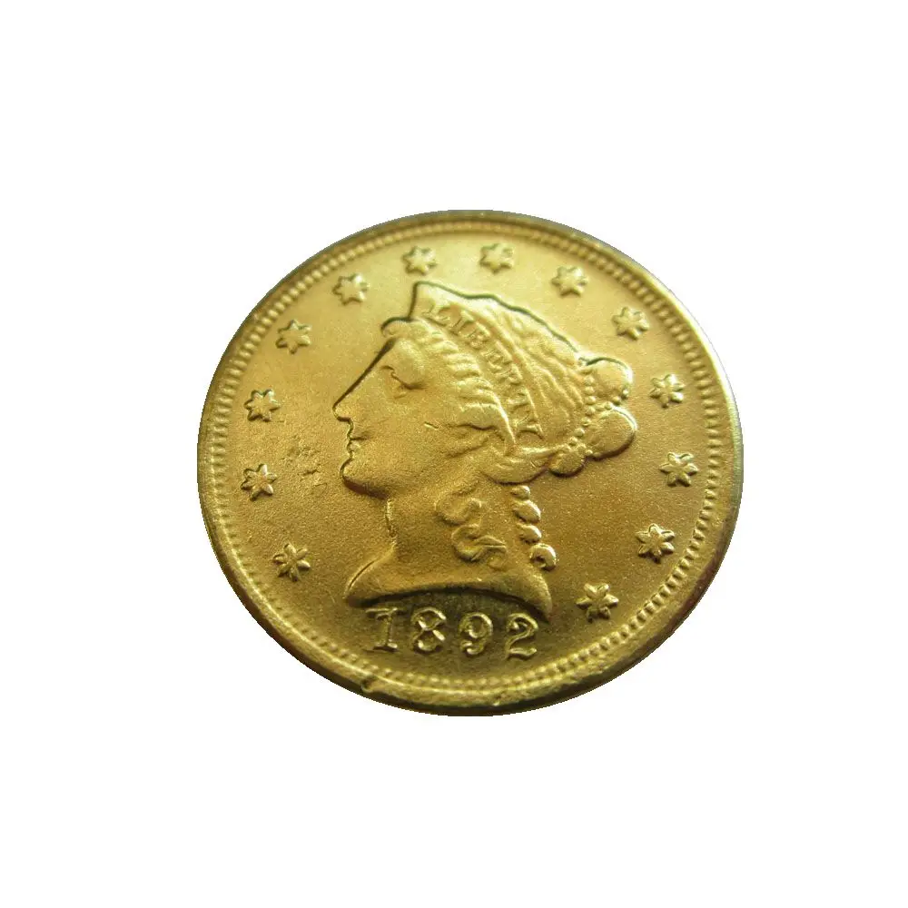 

Копия позолоченной монеты с головой свободы США 1892 $2,5