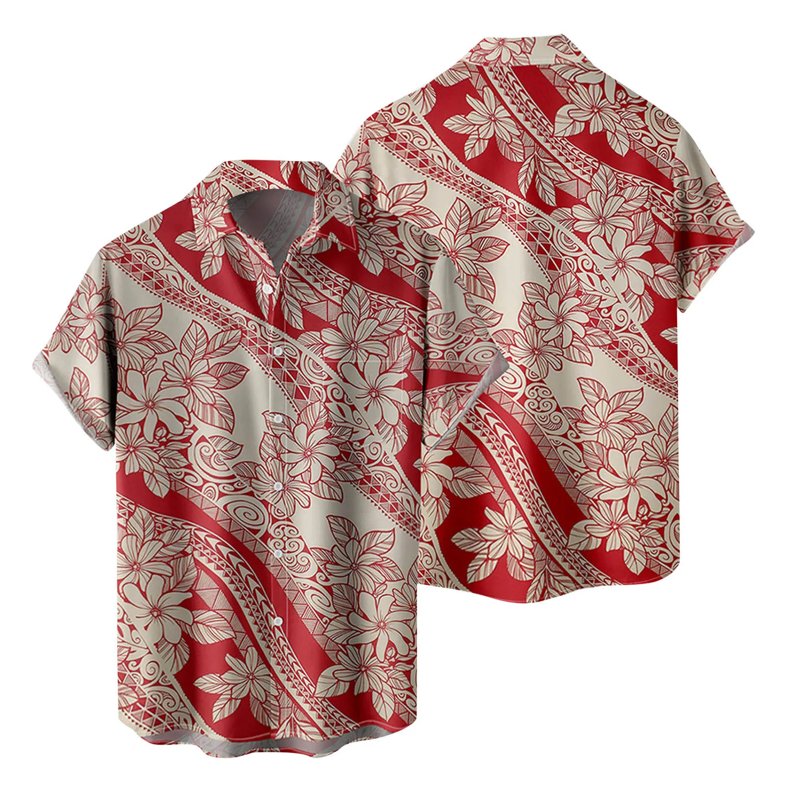 

Mens Fashion And Leisure 3D Digital Printing Buckle Lapel Short Sleeve Shirt Top Christmas Tee Shirts Men