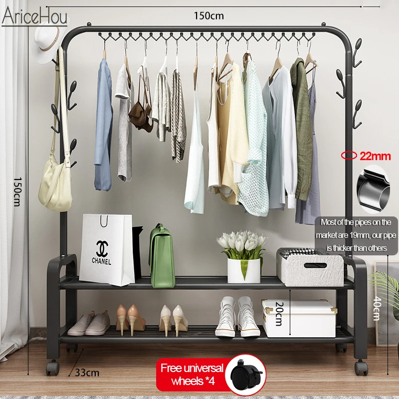 Двухполюсная вешалка для пальто напольная одежды сушилка хранения на балконе