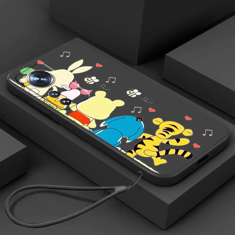 

Disney Winnie Pooh Cute For Xiaomi Mi 13 12T 11i 11X 10S 10 Pro Lite Liquid Rope Black Phone Case