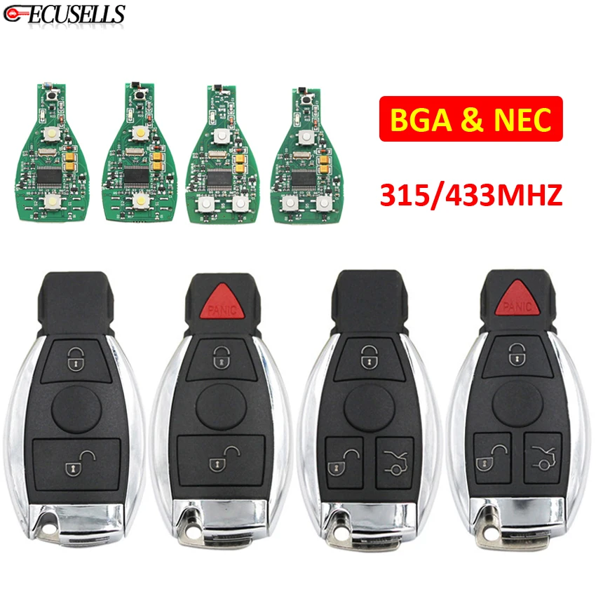 Ключ Автомобильный Дистанционный NEC и BGA 3/4 МГц/315 МГц 2/433 кнопки необработанное