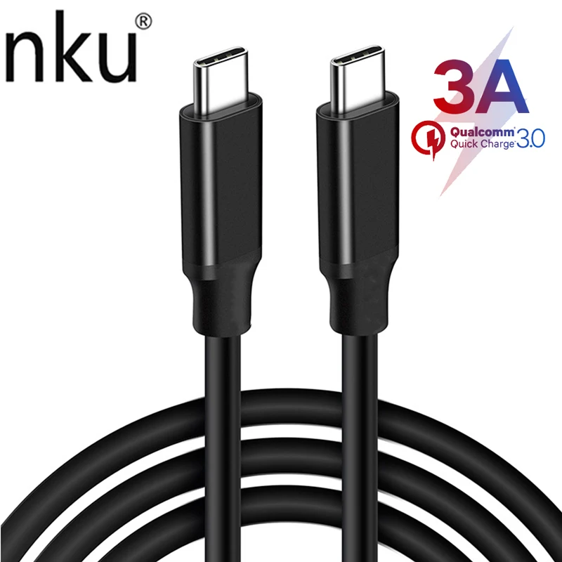 

Nku USB C to USB Type-C 3A PD 60W Fast Charging Cable for Mobile Phones iPad Pro Quick Charge 3.0 USB-C 2.0 Charge Data Cord