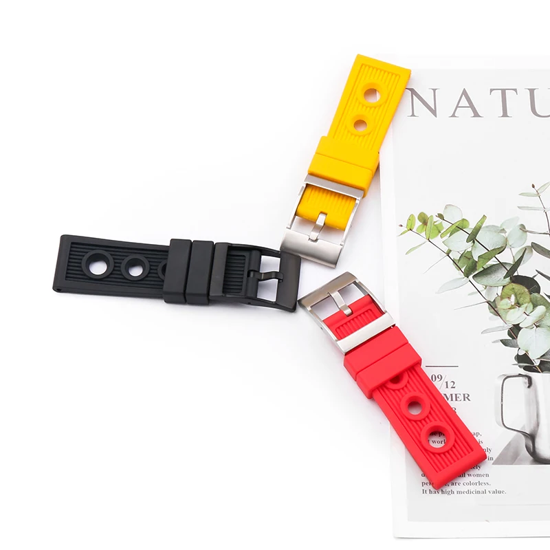 Watch accessories Rubber strap suitable for Breitling series needle buckle 22 24mm unisex outdoor sports strap