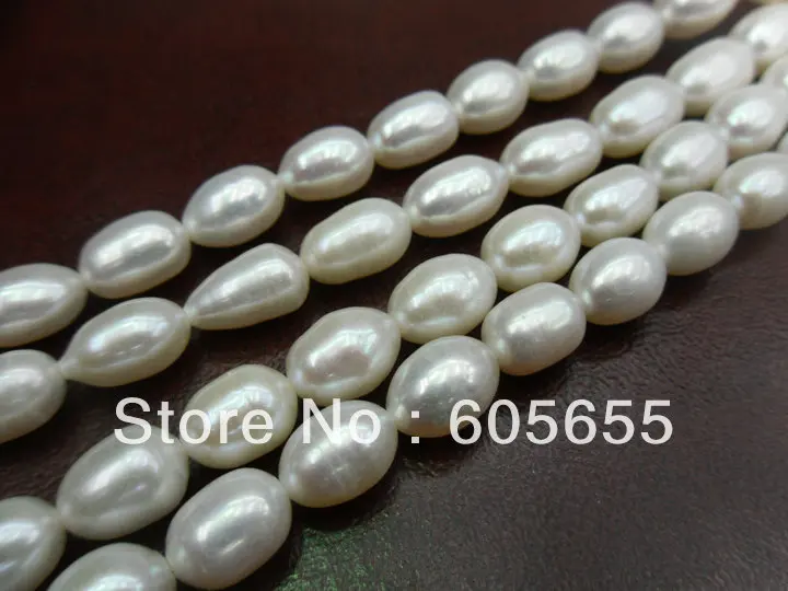 Белые жемчужные рисовые бусины 7x10 мм | Украшения и аксессуары