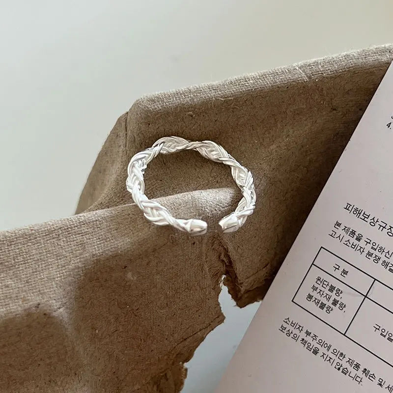 

Женское трикотажное кольцо Kinel, оригинальное сертифицированное кольцо из настоящего серебра 925 пробы, простой модный креативный дизайн, тренд 2023