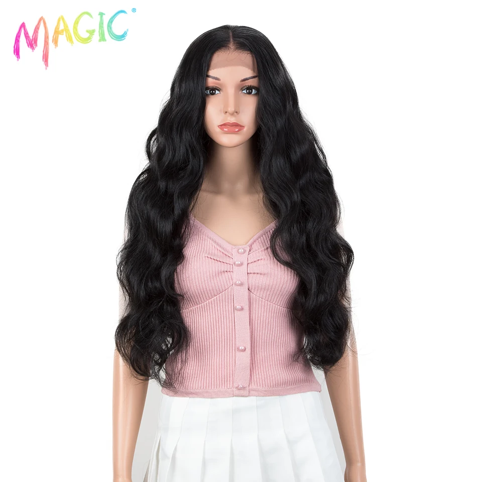 Magic 13x6 Synthetic Lace Front Wigs PrePlucked Lace Wig Blonde Ombre 30 Inch Long Wavy Cosplay Wigs For Black Women