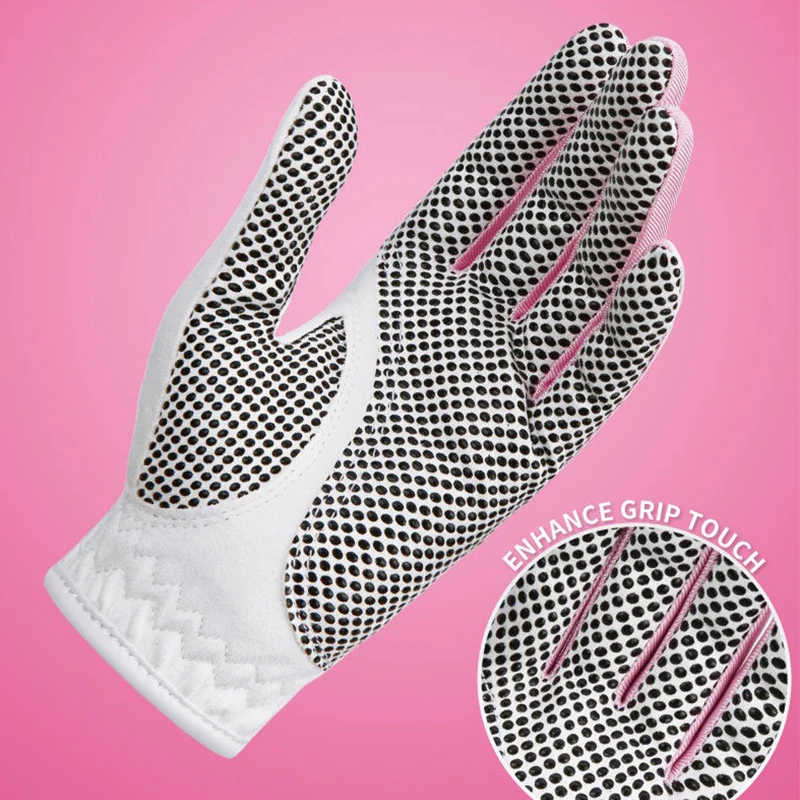 Pack 2 Pcs Golf Gloves Ladies Left and Right Hand Soft Breathable With Anti-slip Granules Golf Gloves Golf supplies