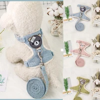 small pet out rope dog cat guinea pig clothes chest strap vest type cartoon bear traction rope harness dog cat collar
