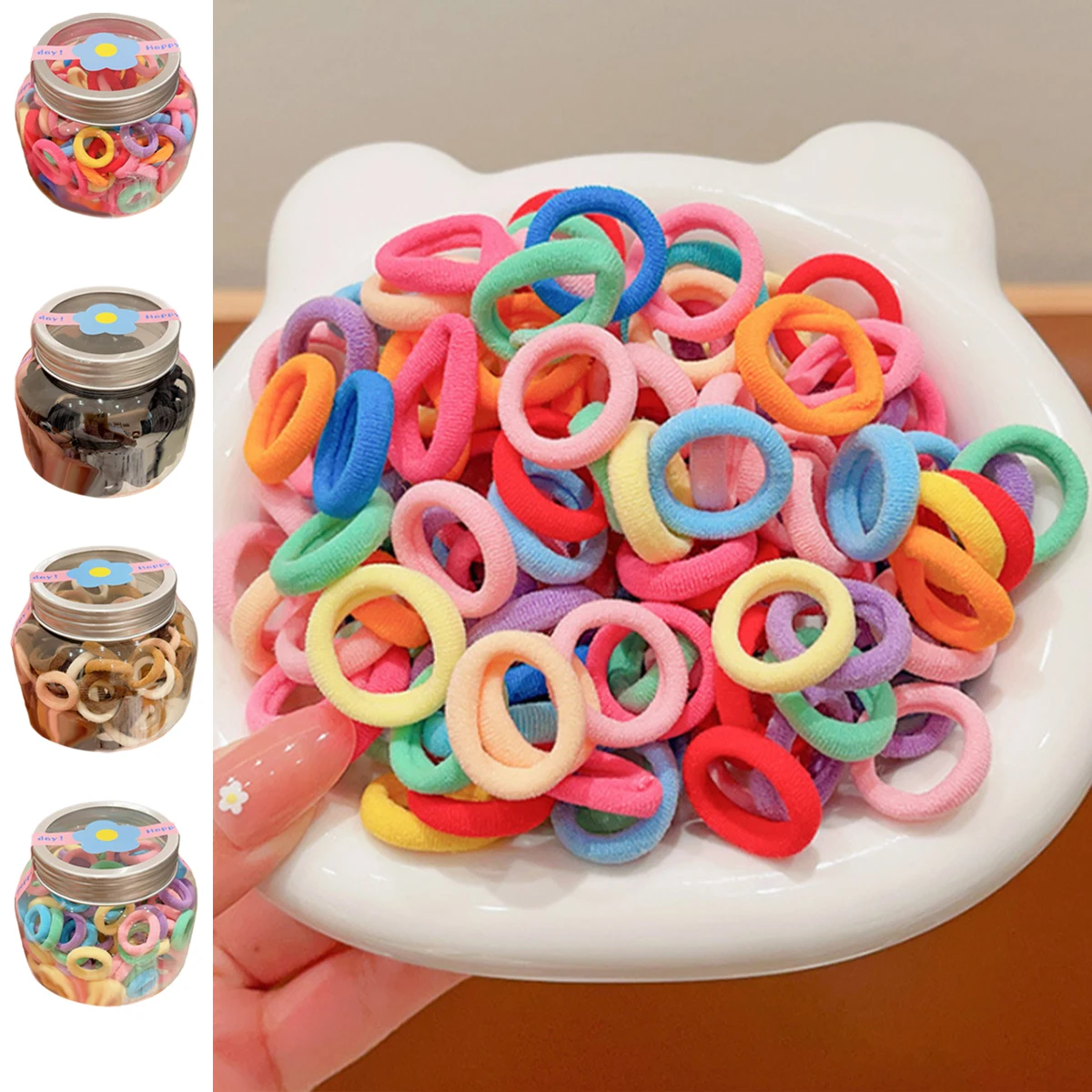 Банки из 100 шт. высокоэластичный кожаный ремешок для девочек резинка волос