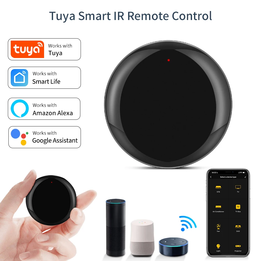 

WiFi Tuya Smart Universal IR Remote Control For Air Conditioner TV DVD Smart Life Home Automation Work For Google Home Alexa