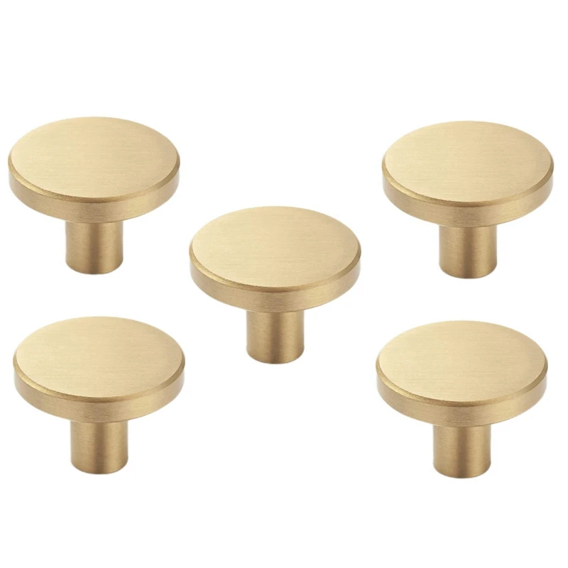 

10 Pcs Gold Cabinet Knobs Pure Copper Decorative Round Knobs Handle Pulls Wall Hook Hardware For Kitchen Cabinets
