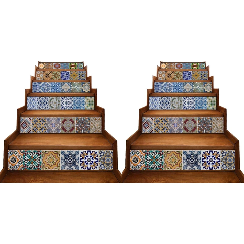 

12X Peel And Stick Tile Backsplash Stair Riser Decals DIY Tile Decals Mexican Traditional Talavera Waterproof