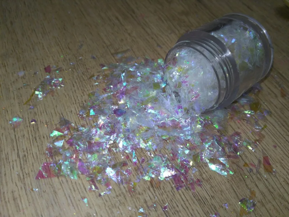 Luxury Shine Rainbow White SOLVENT RESISTANT HOLOGRAPHIC Glitter Flakes for Glitter Nail Art , Glitter Nail Polish & Glitter