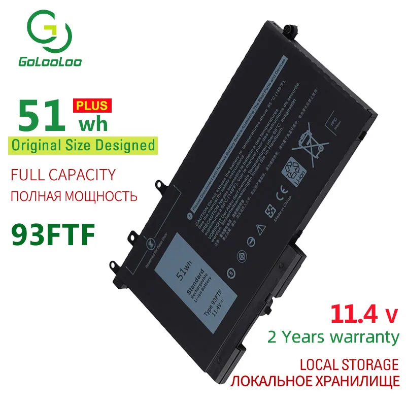 

Аккумулятор Golooloo 93FTF для ноутбуков Dell Latitude 5280 5480 5580 E5280 E5480 E5580 E5290 E5490 E5590 Series, ноутбуков 83XPC 11,4 в 51Wh