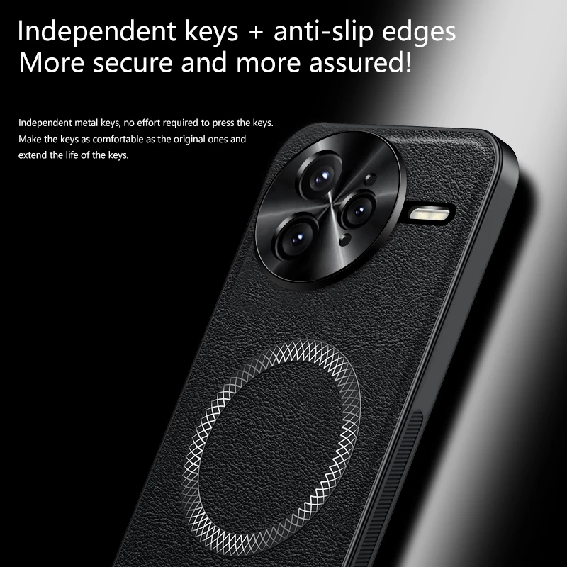 Роскошный чехол для телефона из искусственной кожи для Xiaomi Poco F7 Ultra F7 Pro Magsafe, магнитное металлическое кольцо, защита объектива, противоударный чехол (art.: 3920d19fe604b) - 3920d19fe604b