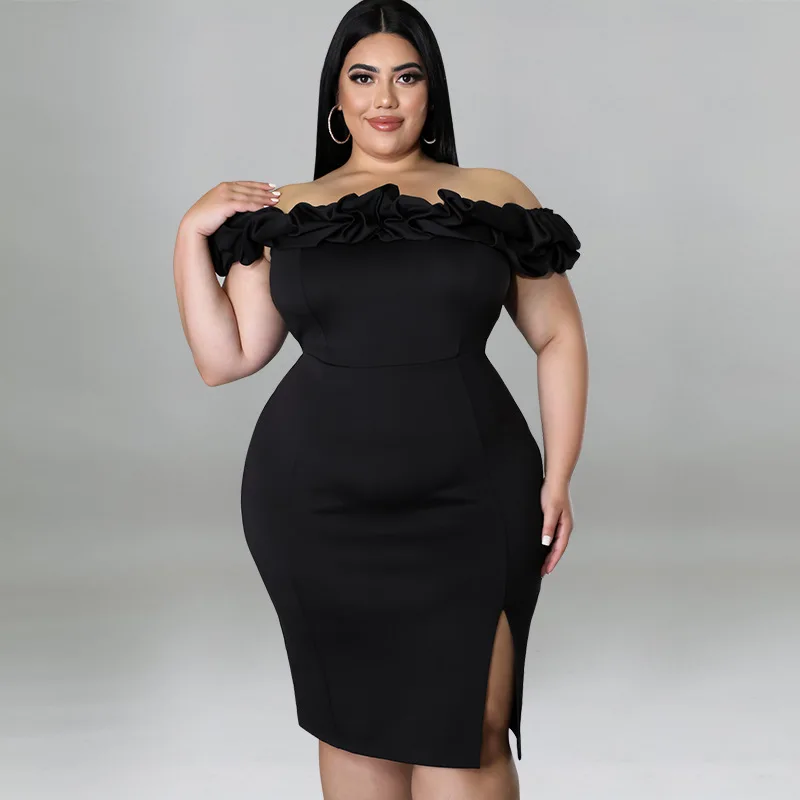 2023 Spring Women Dress Ruffle Off Shoulder Fashion Elegant Cloth Female Casual Luxury Gown Plus Size Evening Party New In Dress