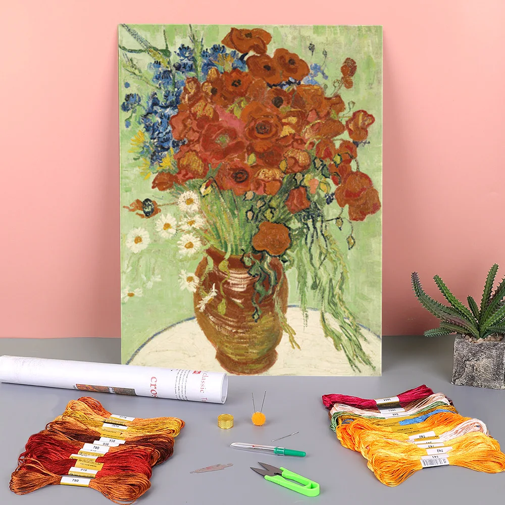 

Landscape Van Gogh Printed 11CT Cross-Stitch Kit DIY Embroidery DMC Threads Handmade Needlework Knitting Sewing Wholesale