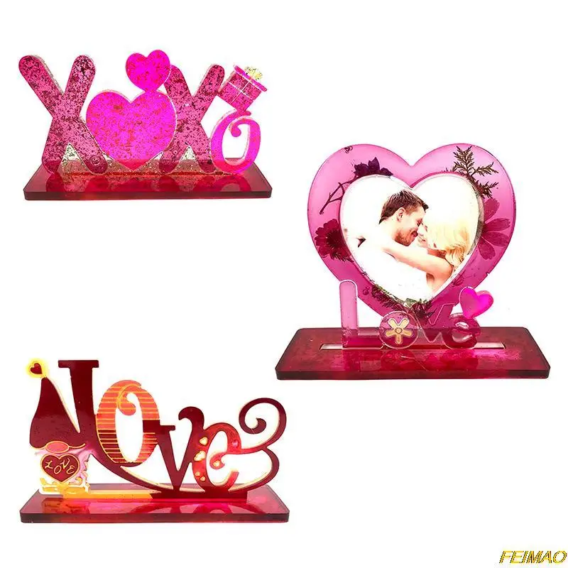 

1 Pc DIY Love Photo Frame Epoxy Resin Mold Valentine's Day Photo Frame Mold LOVE Frame Bracket Set Silicone Mold