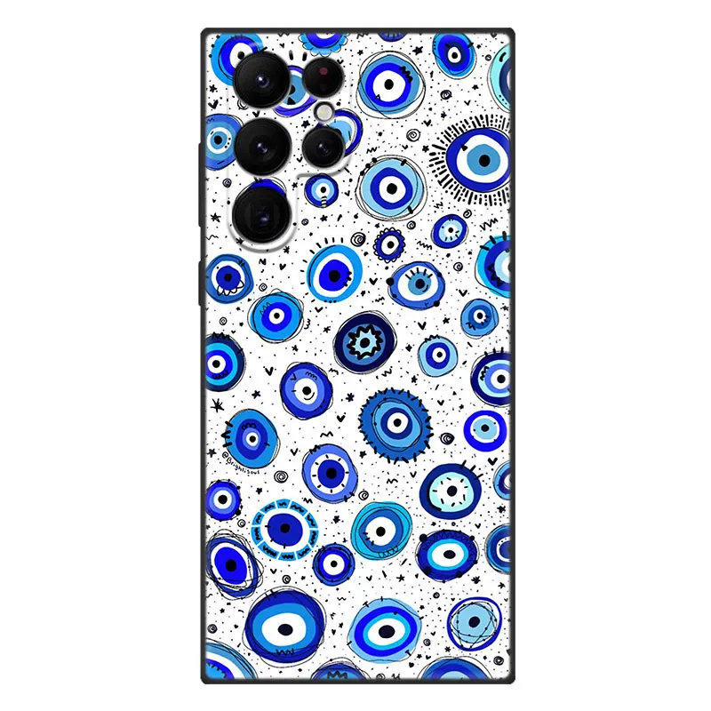 Lucky Eye Blue Evil Eye Phone Case For Samsung Galaxy S23 S22 S21 Ultra S20 FE 5G S10E S10 Lite S9 S8 Plus S7 Edge Black Cover images - 6