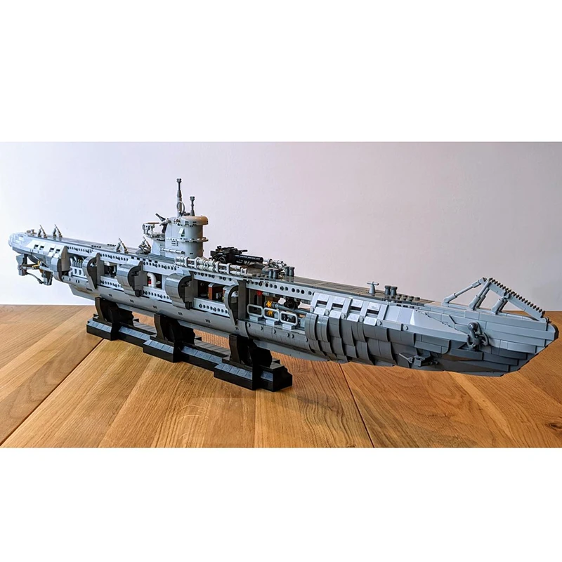 Фото Модель военной лодки Moc, строительные кирпичи, модульная U-образная лодка, модель VIIC, технологические блоки, рождественские игрушки «сделай сам», строительные подарки №3