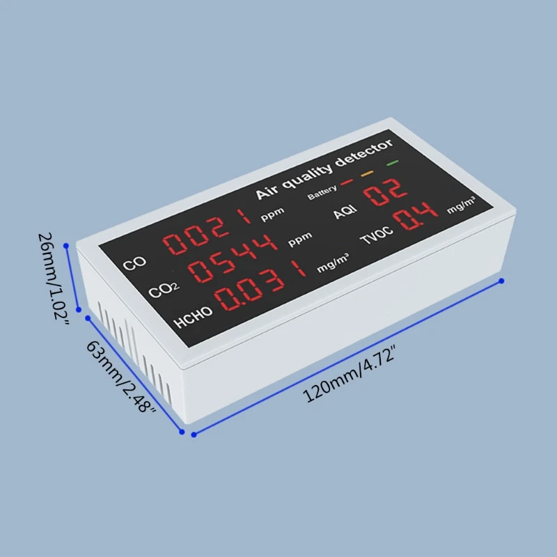 M6CF Высокоточный монитор качества воздуха CO CO2 HCHO TVOC Детектор газа Светодиодный