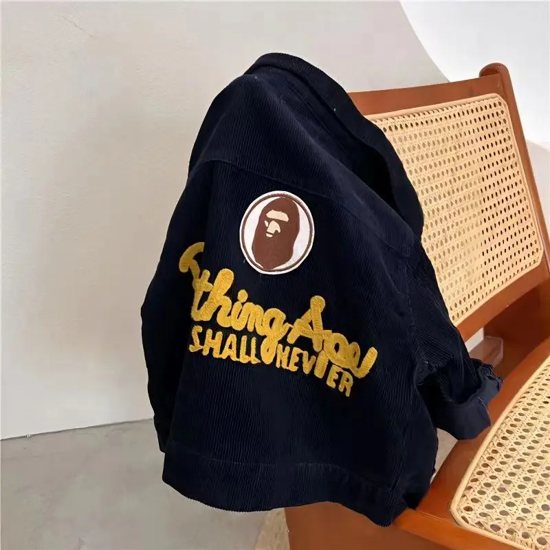 

Childrens Spring Coat 2023 New Corduroy Jacket For Boys and Girls Korean Spring And Autumn Top Trend 2 3 4 5 6 7 T