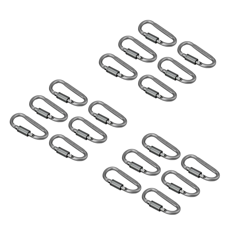 

18 Pcs Aluminum Alloy D-Ring Locking Carabiner Light But Strong