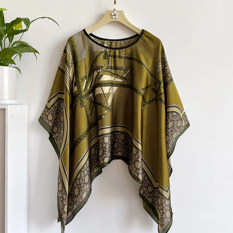 2024 Новый шелковый шарф 110x110 см роскошный брендовый дизайнерский женский модный