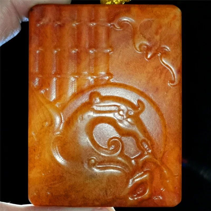 

Chinese Rare Hetian Jade Jade Hand Carved Pendant Necklace Statue Horse bi