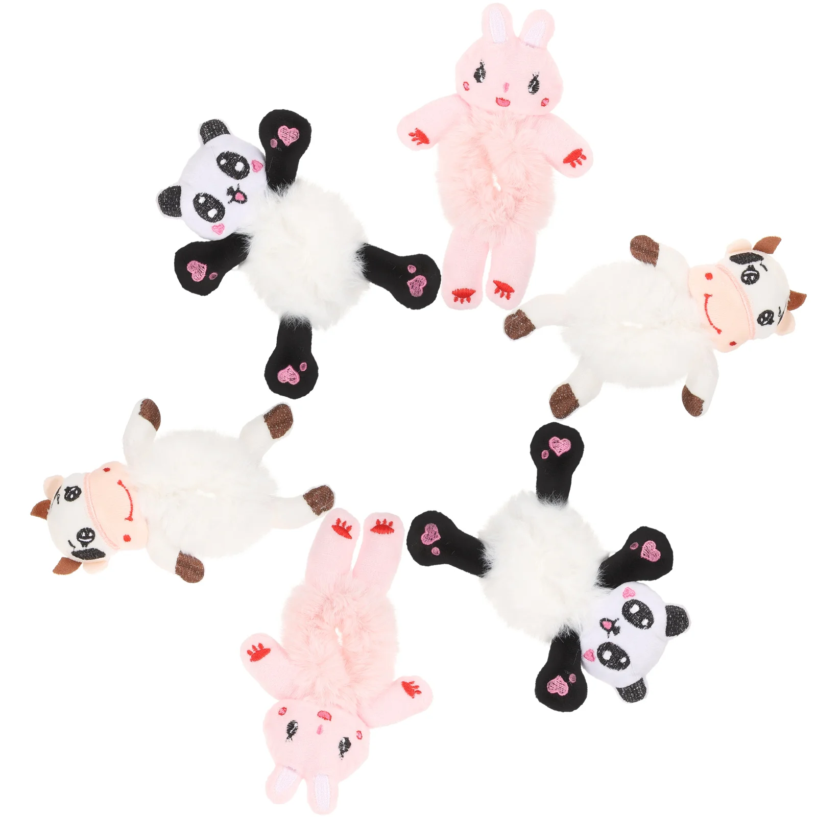 

6 Pcs Cartoon Plush Hair Ring Women Ties Accessories Girls Headgear Animal Scrunchies Ropes Miss Braces Rubber Bands