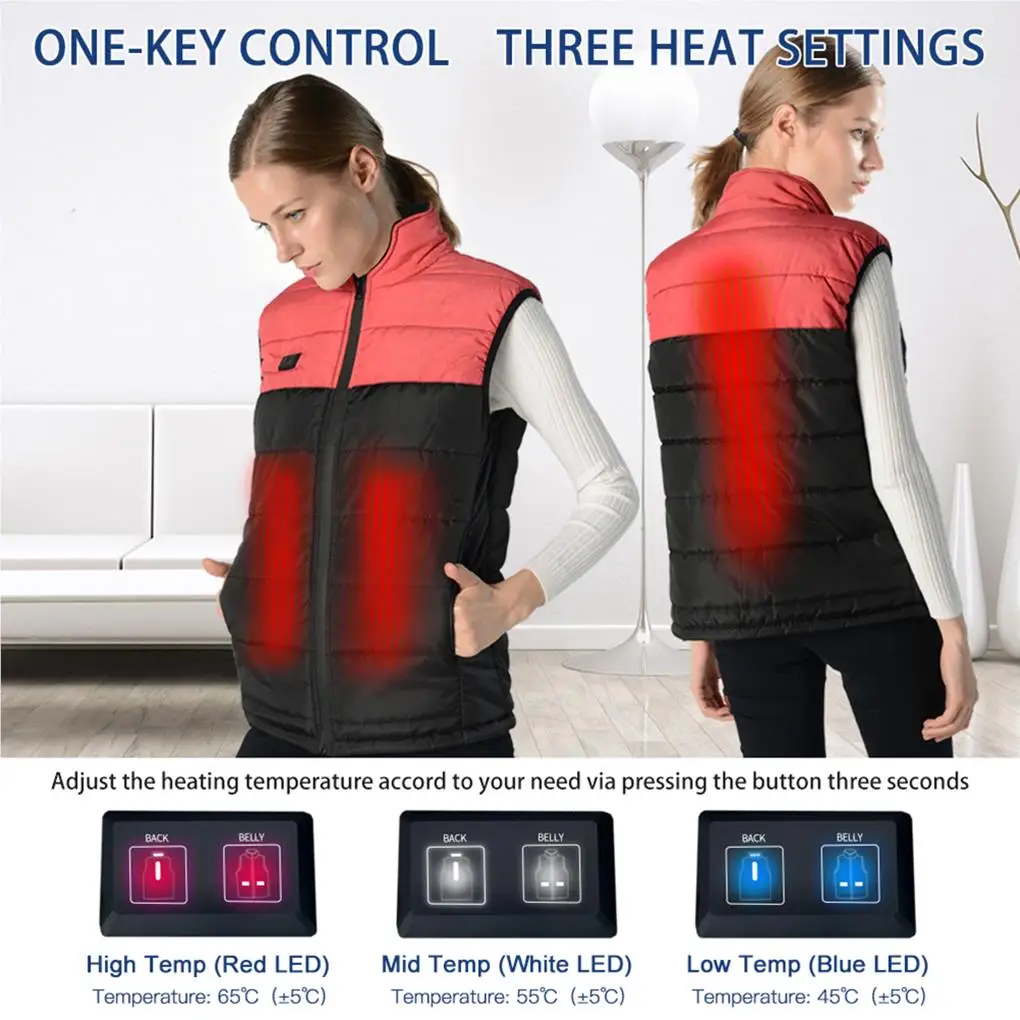 

Heated Vest Heating Jacket Body Warmer Softness Multipurpose Winter Supplies