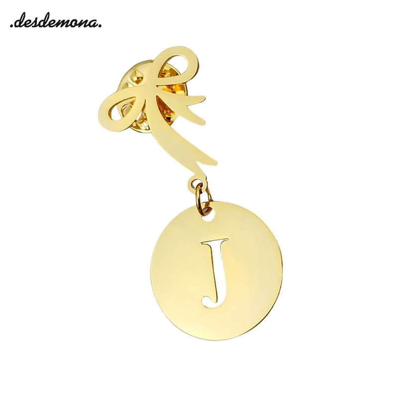 

Fashion A-Z Alphabet Brooch Women Men Badges Gold Color Initial Letter Lapel Metal Pins Men's Accessories Jewelry Christmas Gift