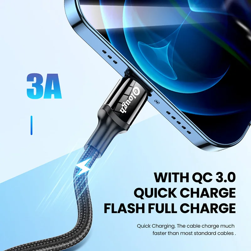 Кабель зарядный Elough USB Type-C QC3.0 для смартфонов быстрая зарядка Redmi 9A 9C Poco F3 X3 Realme Samsung