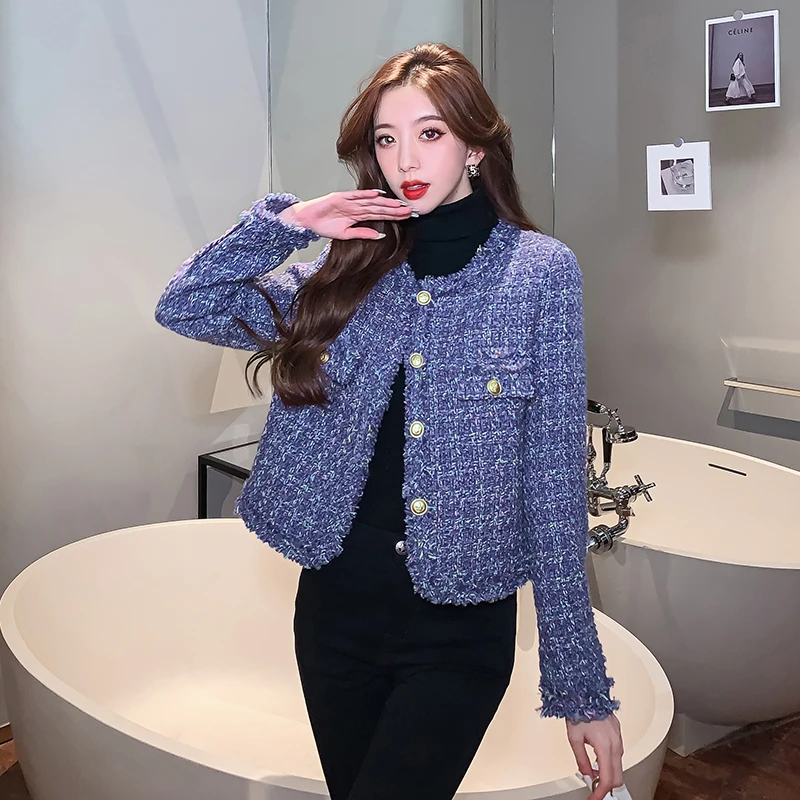 

Runway Fall Winter Chic Tweed High Quality Slim Jackets Women's Clothes Small Fragrant All-Match Elegant Luxury Outwear Casaco