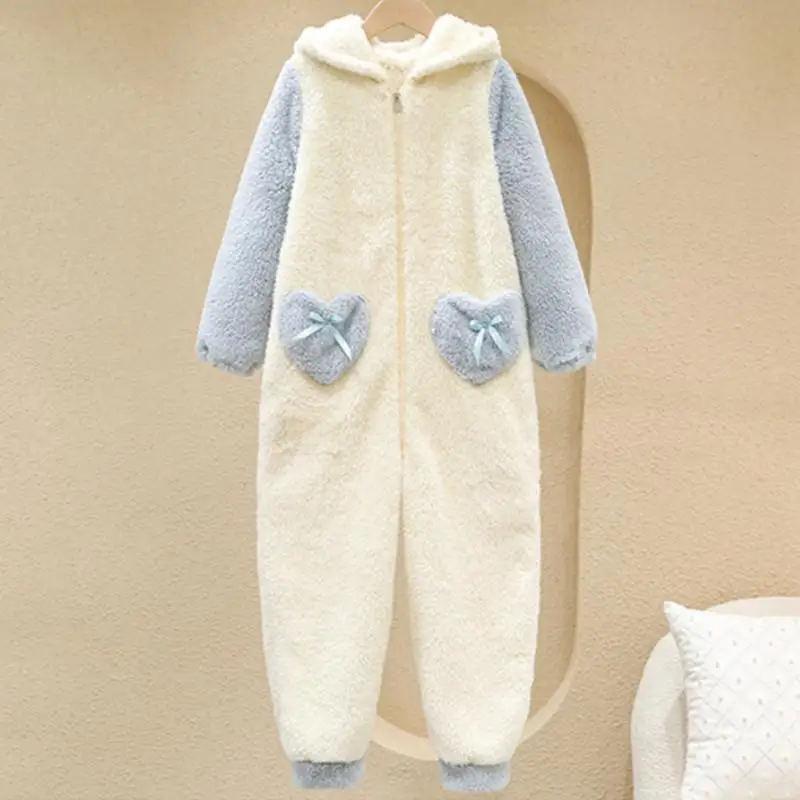 

New Cartoon Cinnamoroll Anime Sanrio Plush Pajamas Kawaii Cosplay Autumn Winter Loose Jumpsuit Home Clothing Kids Holiday Gifts
