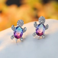 exquisite fashion creative cute princess turtle stud earrings inlaid white zircon high jewelry womens party birthday gifts