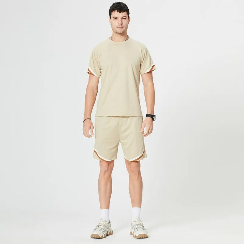 

Men Clothing 2022 Summer Men's Short-sleeved Casual Suit Men's Shirt T-shirt Half-sleeved Five-point Pants Sports Two-piece Suit