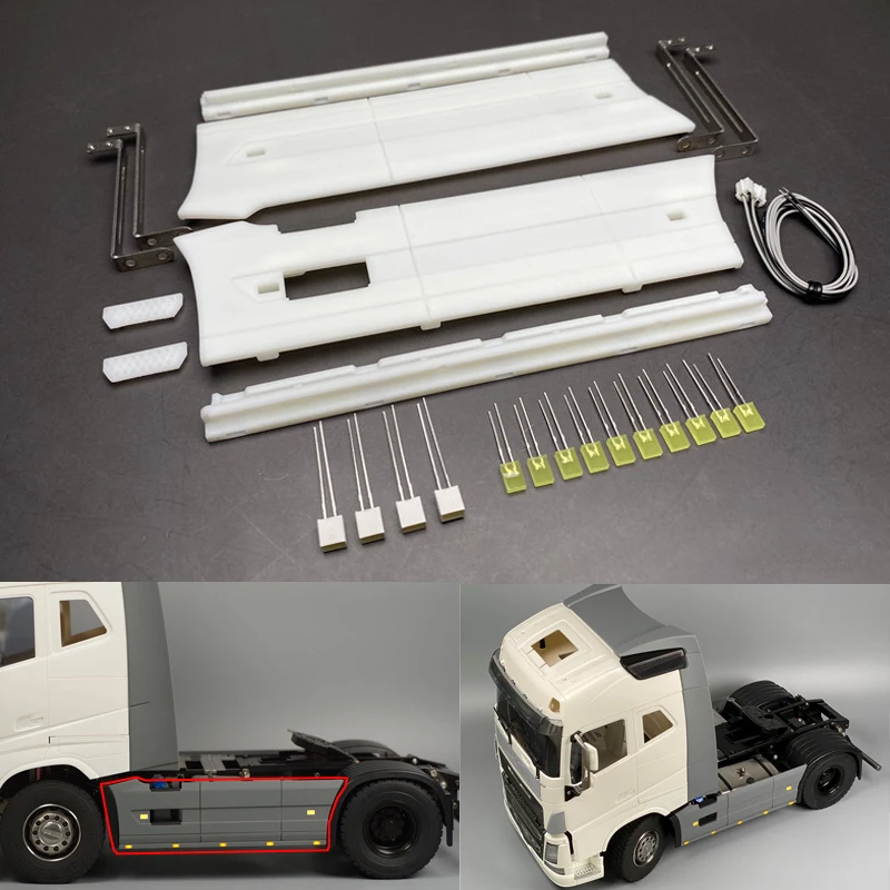 

KXRC Plastic Biaxial Side Skirts Plate for 1/14 Tamiya RC Truck Trailer Tipper Volvo FH16 750 560360 4X2 DIY Modified Parts