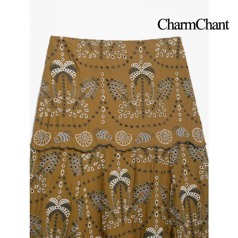 Комплект CHARMCHANT: женский укороченный топ без рукавов с принтом пальм и юбка миди, 2 предмета, для отпуска, пляжа, бохо-стиля, лето 2026 (art.: 3920dc4e3be7a) - 3920dc4e3be7a