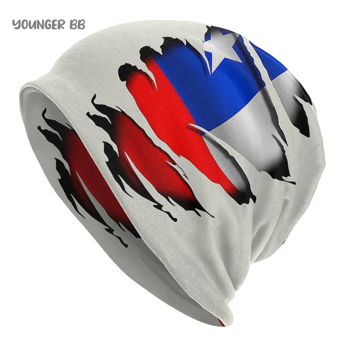 

Flag of Chile Men Women's Beanie Hats Chile - Torn Flag - Tattoo Knitted Hat Hip Hop Earmuff Bonnet Street Skullies Beanies
