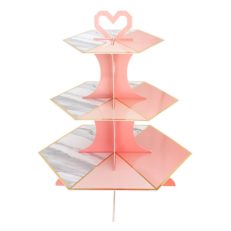 Luxury paper cake stand wedding event birthday party layout three-layer marble Phnom Penh dessert table tray decoration