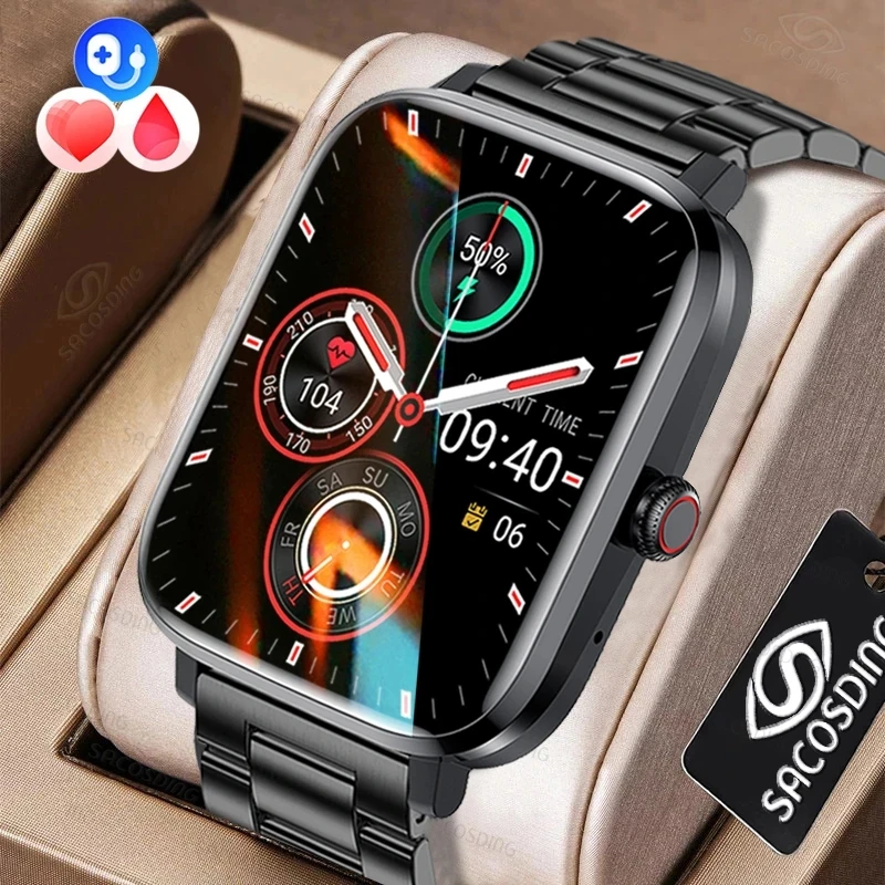 

Bluetooth Oproep Smart Horloge Mannen Sport Fitness Tracker Waterdichte Smartwatch Grote 1.85Icnh Screen Voor Samsung Xiaomi Gif